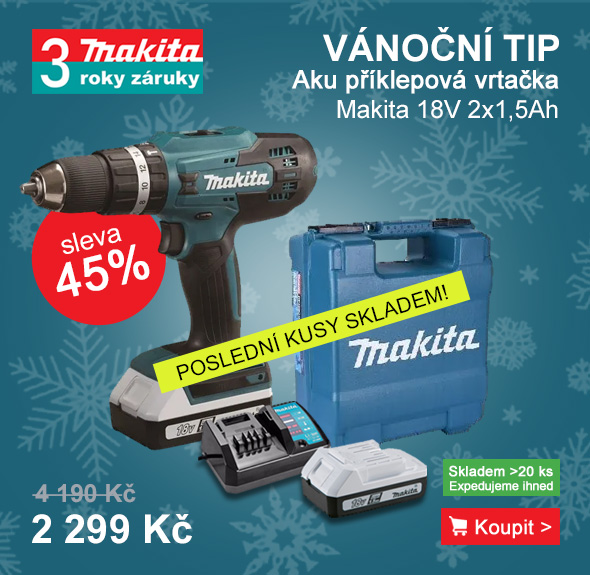 Aku příklepový šroubovák Li-ion 18V/2x1,5Ah G Makita HP488D002