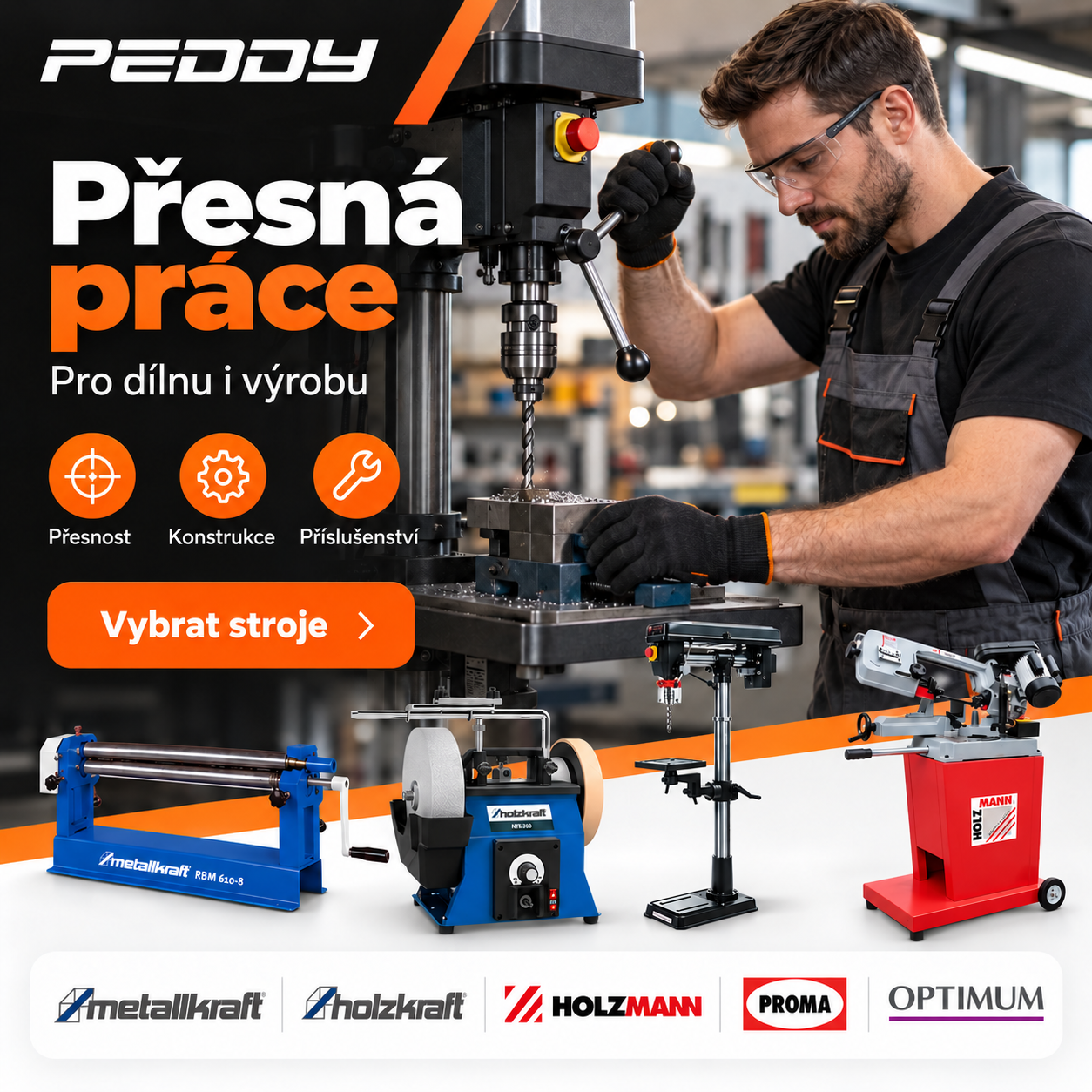 Obráběcí a tvářecí stroje pro dílnu a výrobu