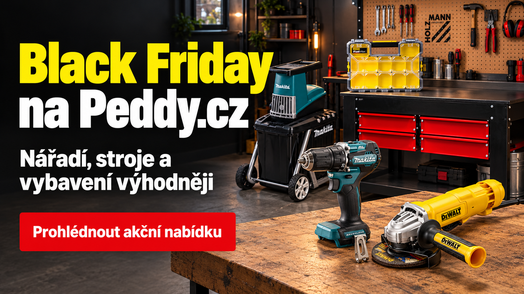 Black Friday nabídka nářadí, strojů a vybavení na Peddy.cz