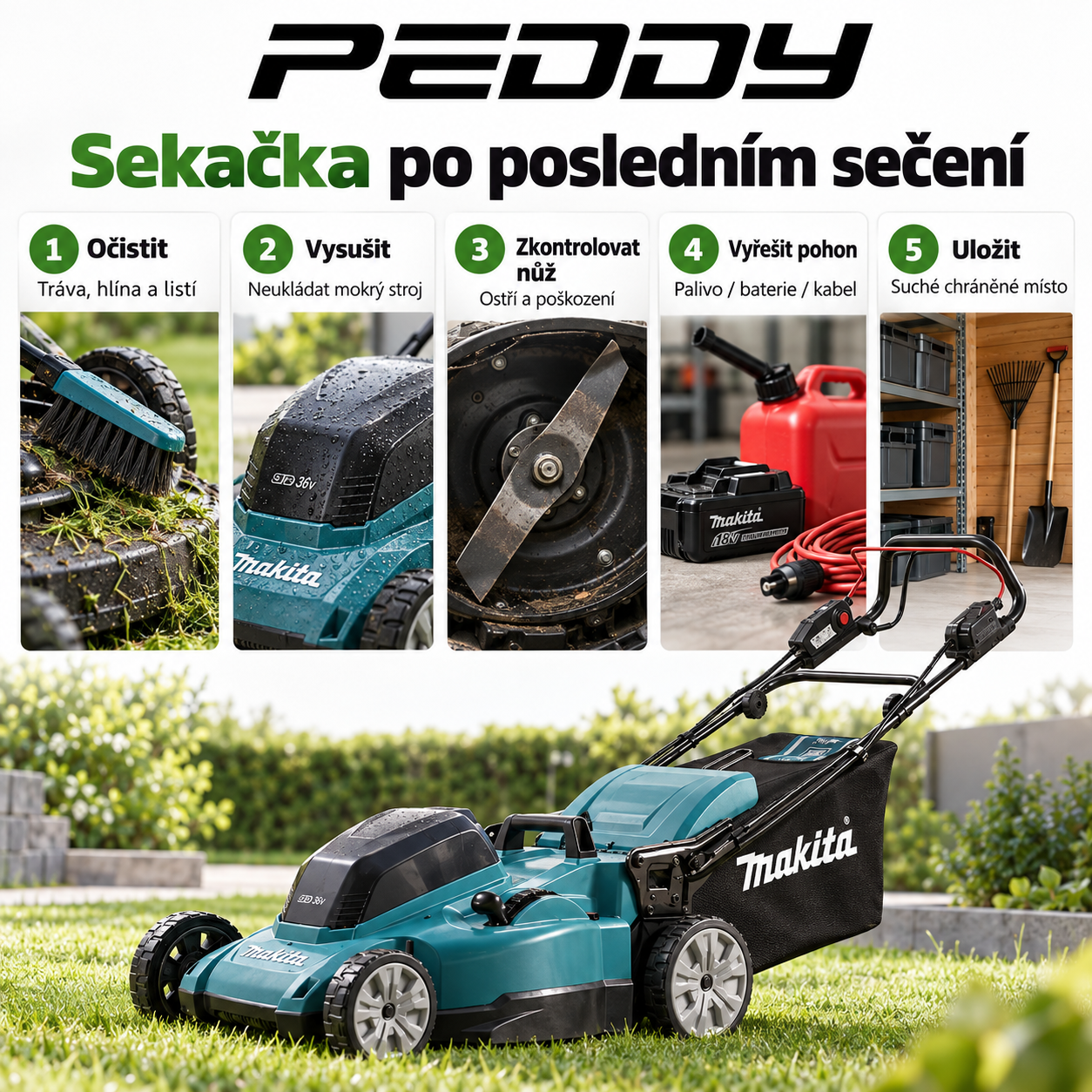 Pět kroků péče o sekačku po posledním sečení