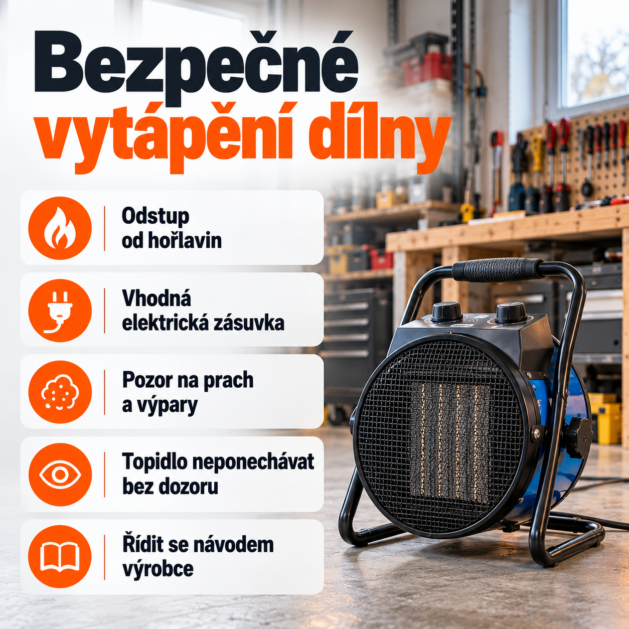 Pravidla bezpečného vytápění dílny
