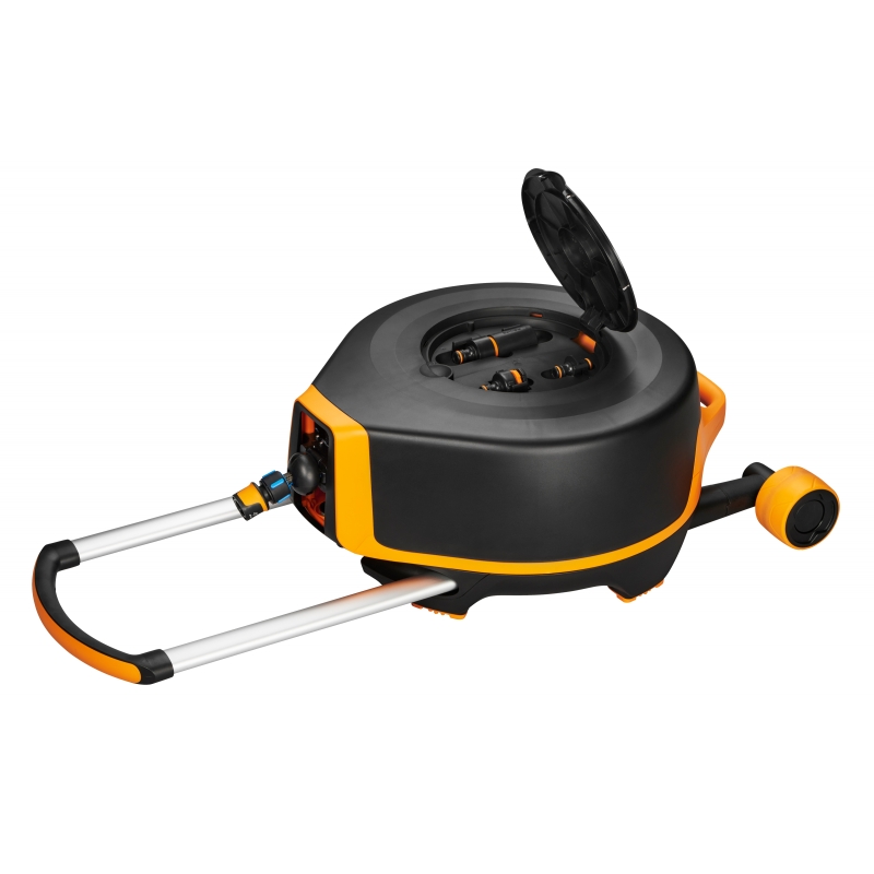 1025933 Automatický buben XL s kolečky 1/2", dosah 30 metrů Fiskars