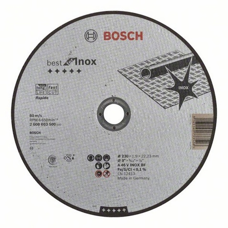 2608603500 Dělicí kotouč rovný na nerez Best for Inox Rapido A 46 V INOX BF, 230 mm, 1,9 mm Bosch