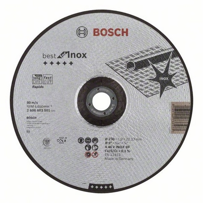 2608603501 Dělicí kotouč profilovaný na nerez Best for Inox Rapido A 46 V INOX BF, 230 mm, 1,9 mm Bosch