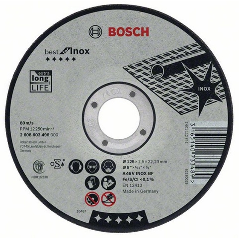 2608603504 Dělicí kotouč rovný na nerez Best for Inox A 30 V INOX BF, 125 mm, 2,5 mm Bosch