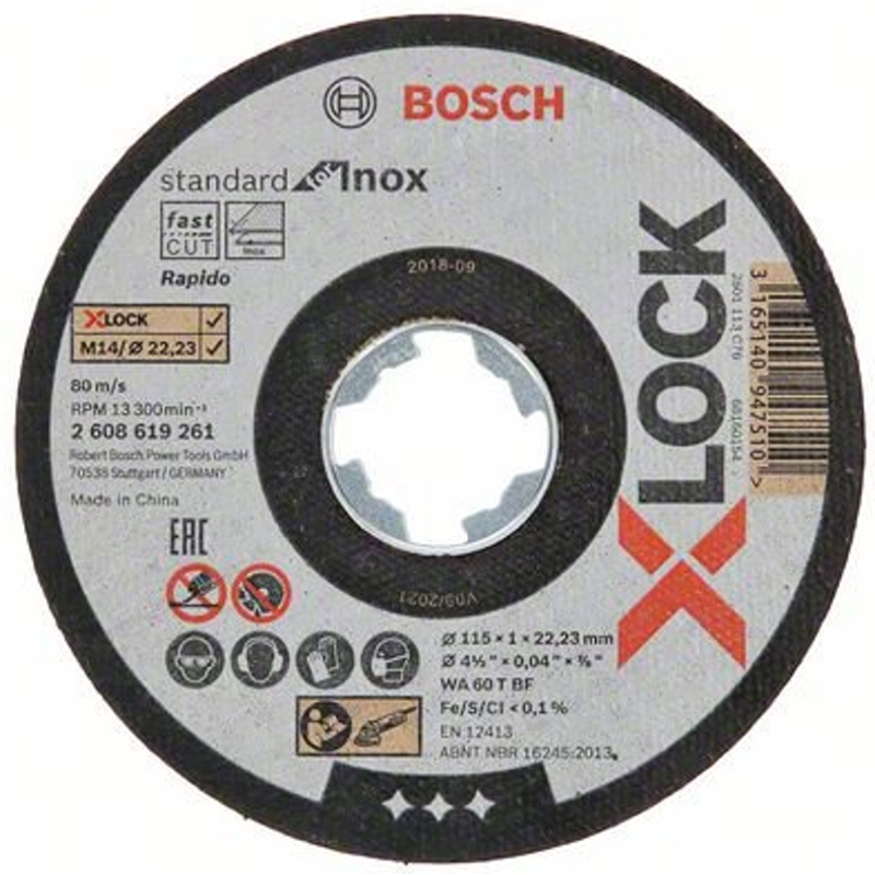 2608619261 Řezný kotouč na kov Standard for Inox 115mm Bosch X-LOCK