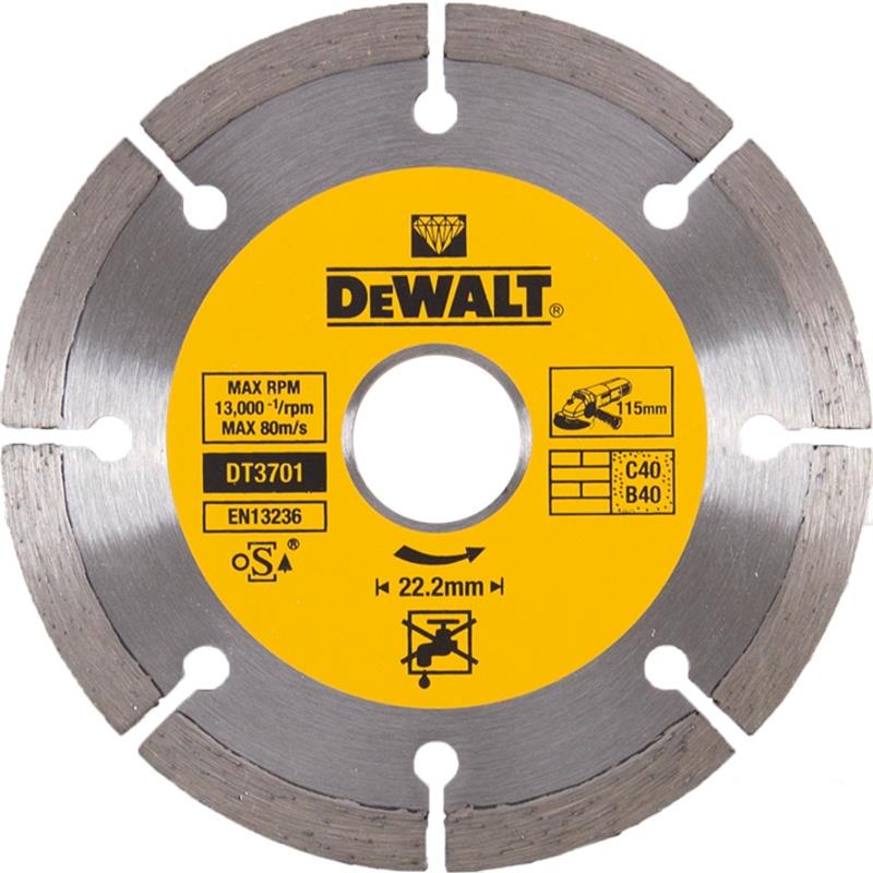 DT3701 Dia kotouč profi ze slinutých karbidů na suché řezání betonu a cihel 115x22,2mm DeWALT