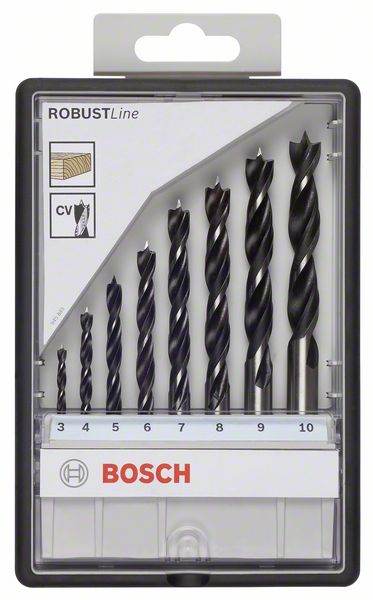 2607010533 Sada spirálových vrtáků do dřeva Robust Line, 8dílná 3; 4; 5; 6; 7; 8; 9; 10 mm Bosch