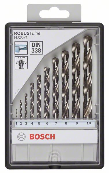 2607010535 Sada vrtáků do kovu Robust Line HSS-G, 10dílná, 135° 1; 2; 3; 4; 5; 6; 7; 8; 9; 10 mm Bosch