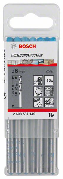 2608900638 Spirálový vrták EXPERT CYL-9 MultiConstruction 5 × 50 × 85 mm, 10 ks Bosch