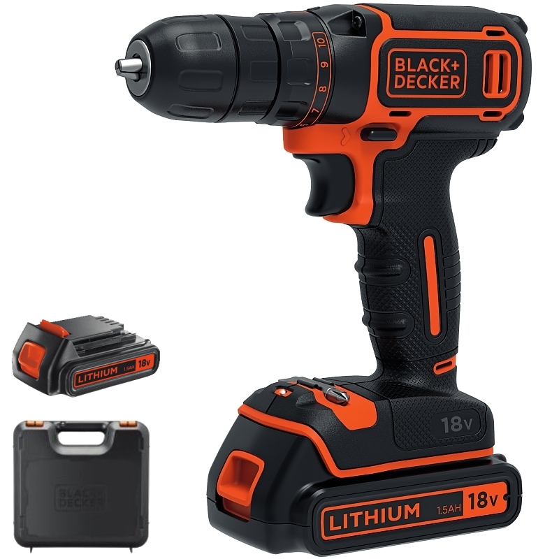 BDCDC18K1B Aku vrtačka 18V 2x1,5 Ah Black a Decker