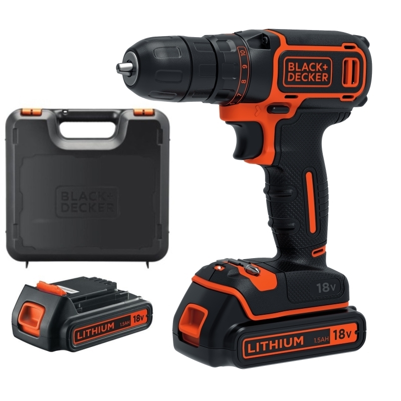 BDCDC18KB Aku vrtačka 18V 2x1,5Ah Black a Decker