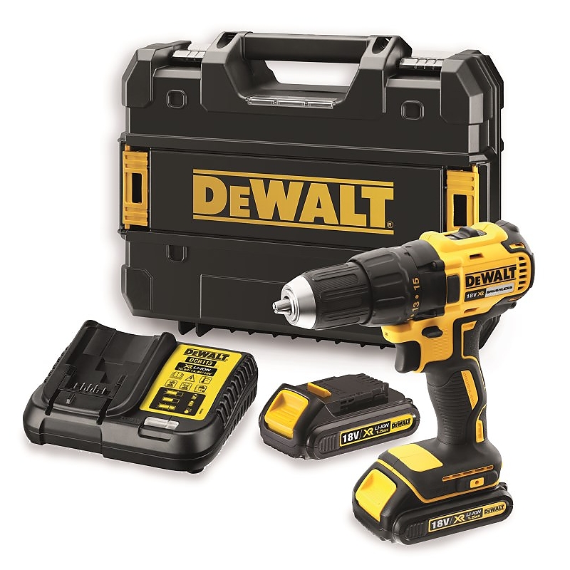 DCD777S2T Aku bezuhlíková vrtačka 18V 2x1,5 Ah DeWALT