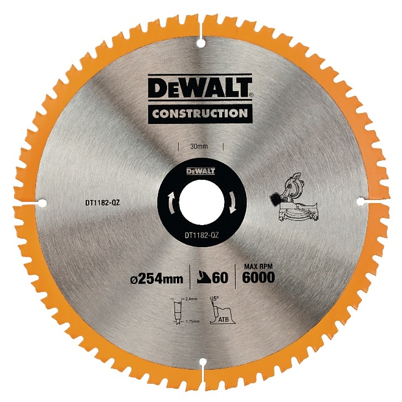 DT1182 Pilový kotouč 254x30mm 60z ATB 7° DeWALT