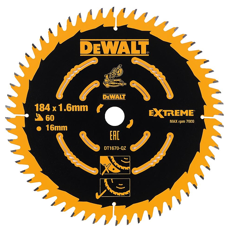 DT1670 Pilový kotouč 184x16mm 60z ABT +7° DeWALT