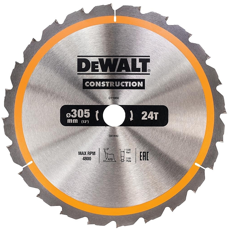 DT1958 Pilový kotouč 305x30mm 24z ATB -5° DeWALT