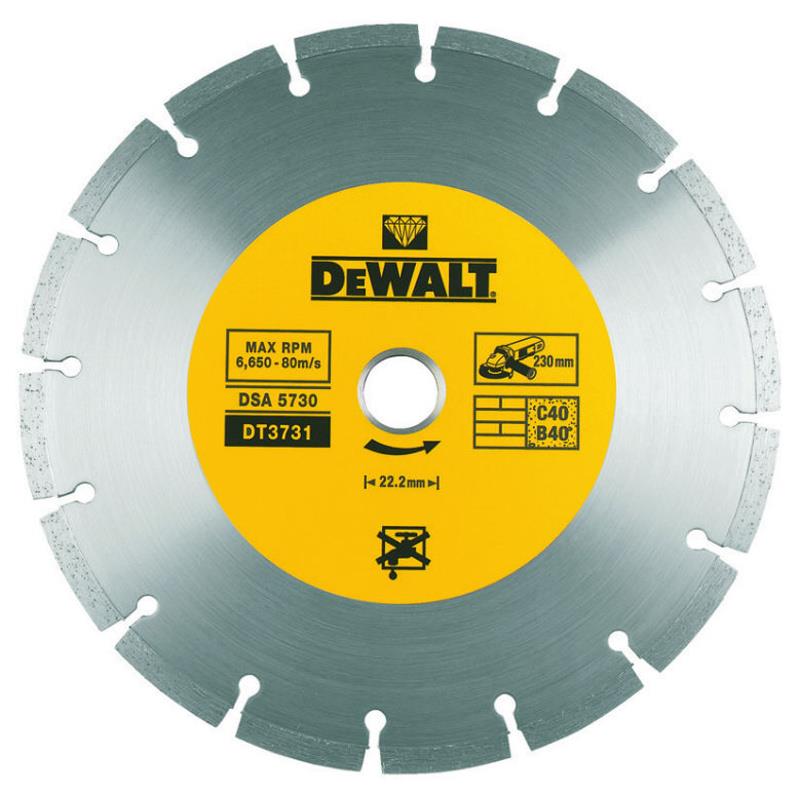 DT3731 Dia kotouč profi ze slinutých karbidů na suché řezání betonu a cihel 230x22,2mm DeWALT