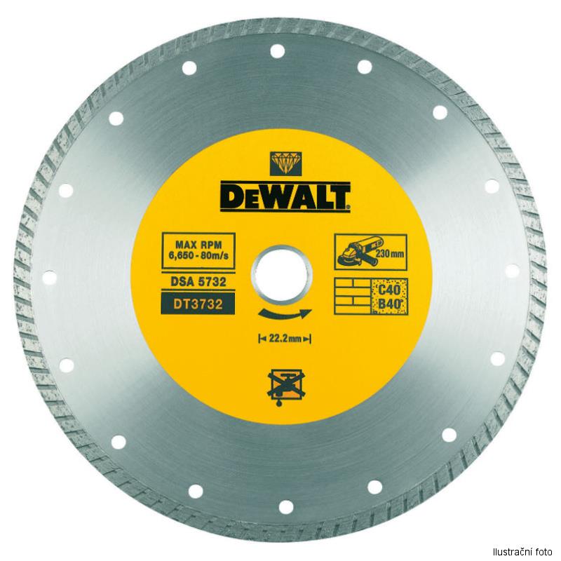 DT3732 Dia kotouč Turbo profi ze slinutých karbidů na suché řezání 230x22,2mm DeWALT