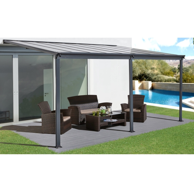 LG2123 Hliníková pergola LANITPLAST WALL 43 antracit + čirý PC