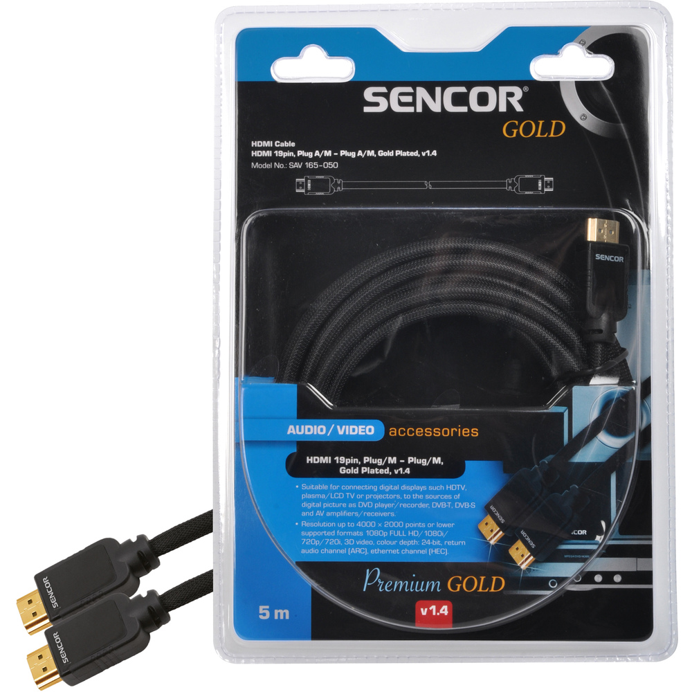 35039911 Kabel HDMI M-M 5M v1.4 PG SENCOR SAV 165-050