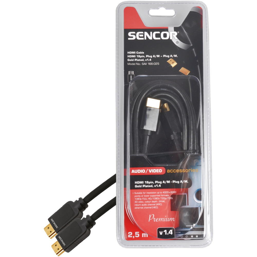 35039914 Kabel HDMI M-M 2,5m v1.4 P SENCOR SAV 166-025