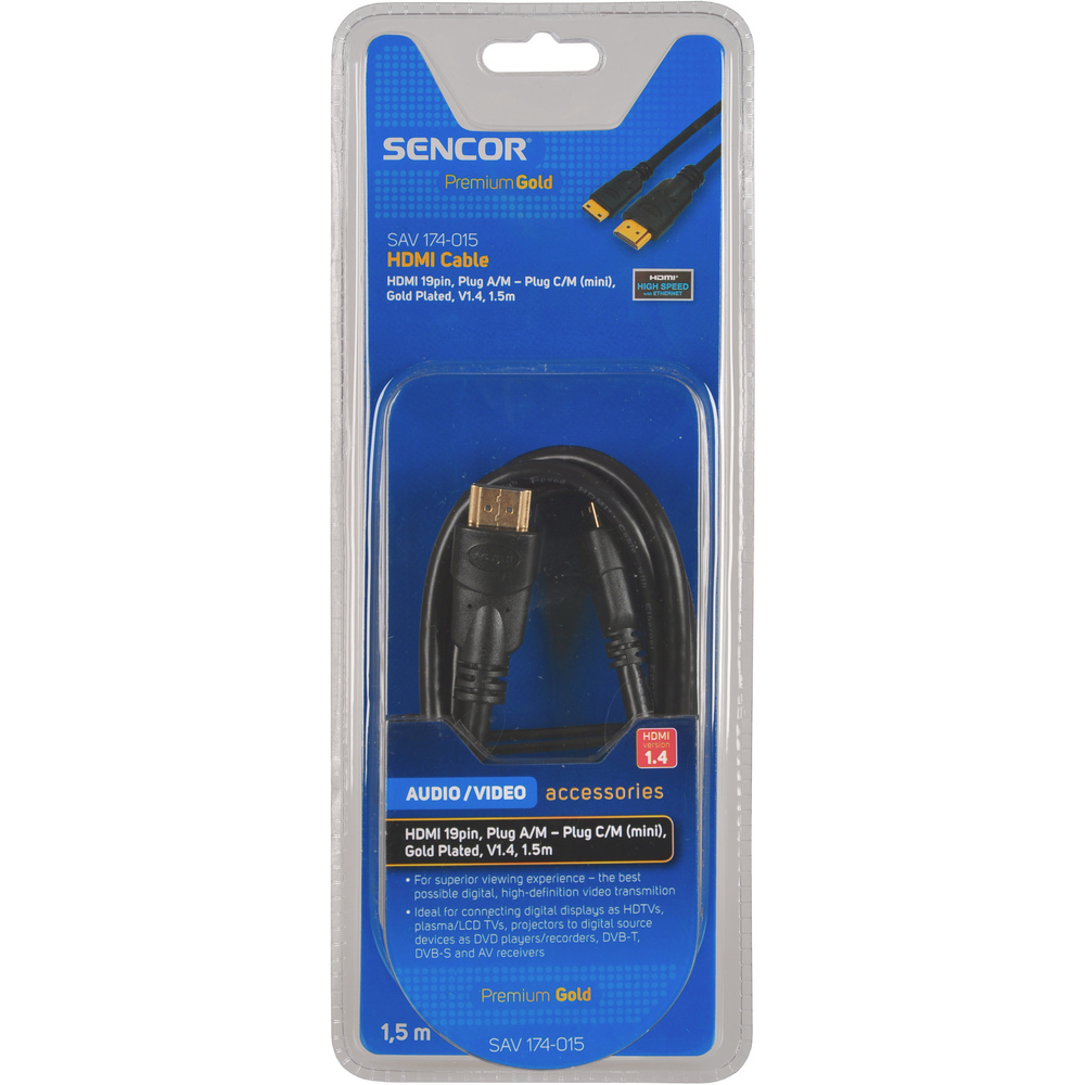 35040933 Kabel HDMI A-C mini V1.4 PG SENCOR SAV 174-015