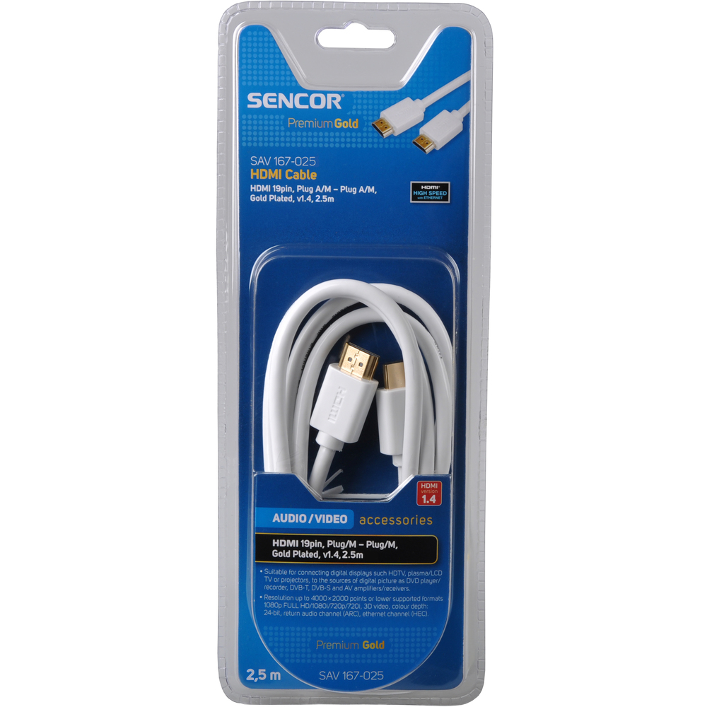 35042686 Kabel HDMI M-M 2,5M 1.4 PG SENCOR SAV 167-025W