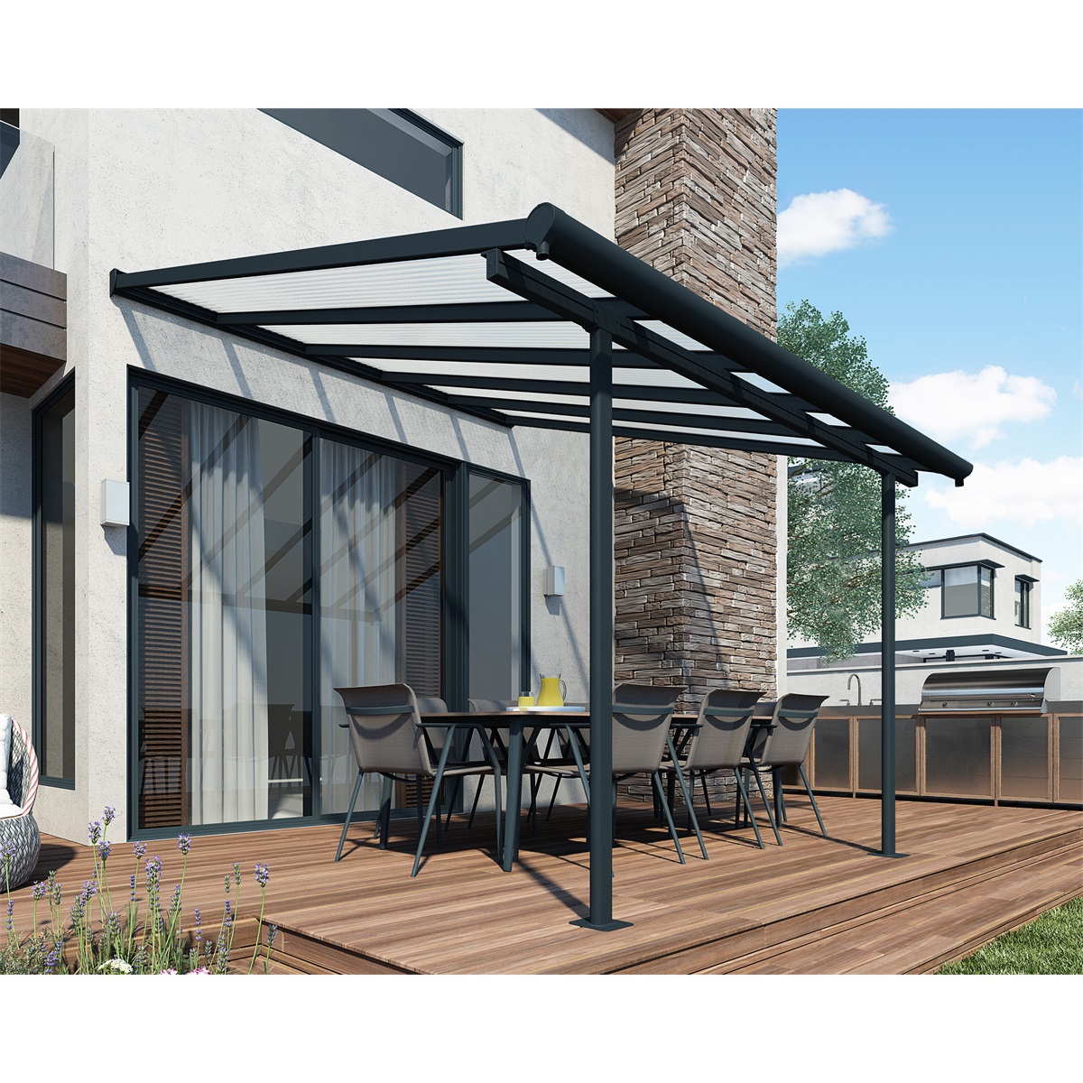 703120 Hliníková (montovaná) pergola Palram Sierra 3000 antracit 3 x 3