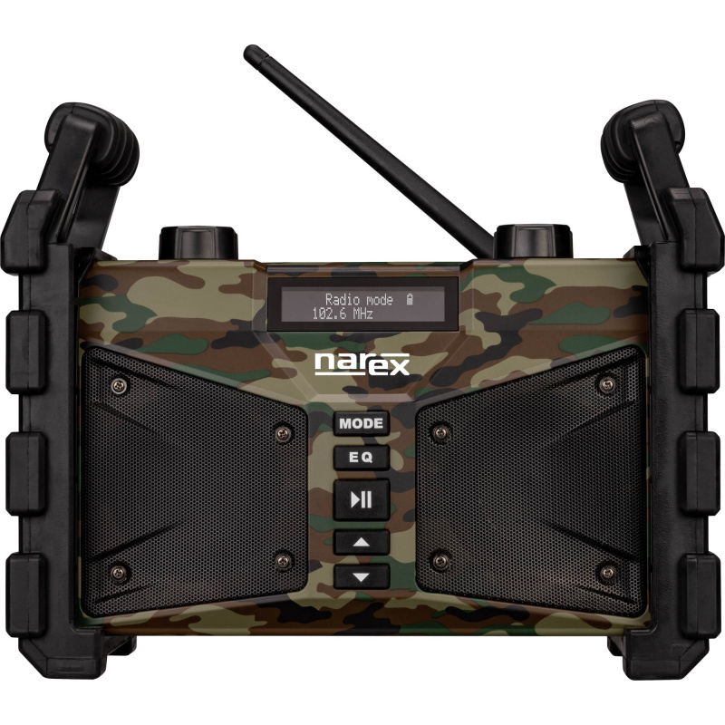 65406326 Přenosné pracovní rádio s funkcí Bluetooth a Powerbanky CAMOUFLAGE Narex CBT-02