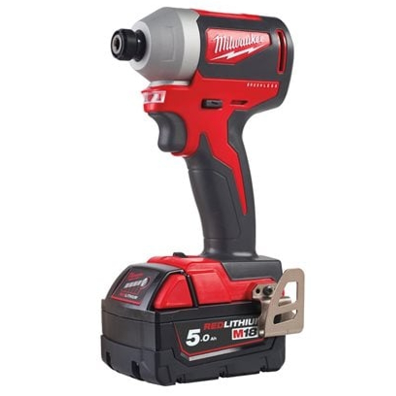 4933464520 Aku bezuhlíkový rázový utahovák M18™ 1/4” hex 18V/2x5,0Ah Milwaukee M18BLID2-502X