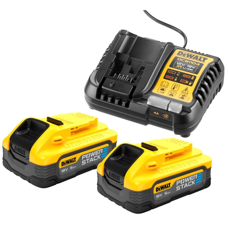 DCB1104H2 Nabíječka 12-18V XR Li-Ion + 2 x akumulátor 18V 5,0Ah POWERSTACK DeWALT