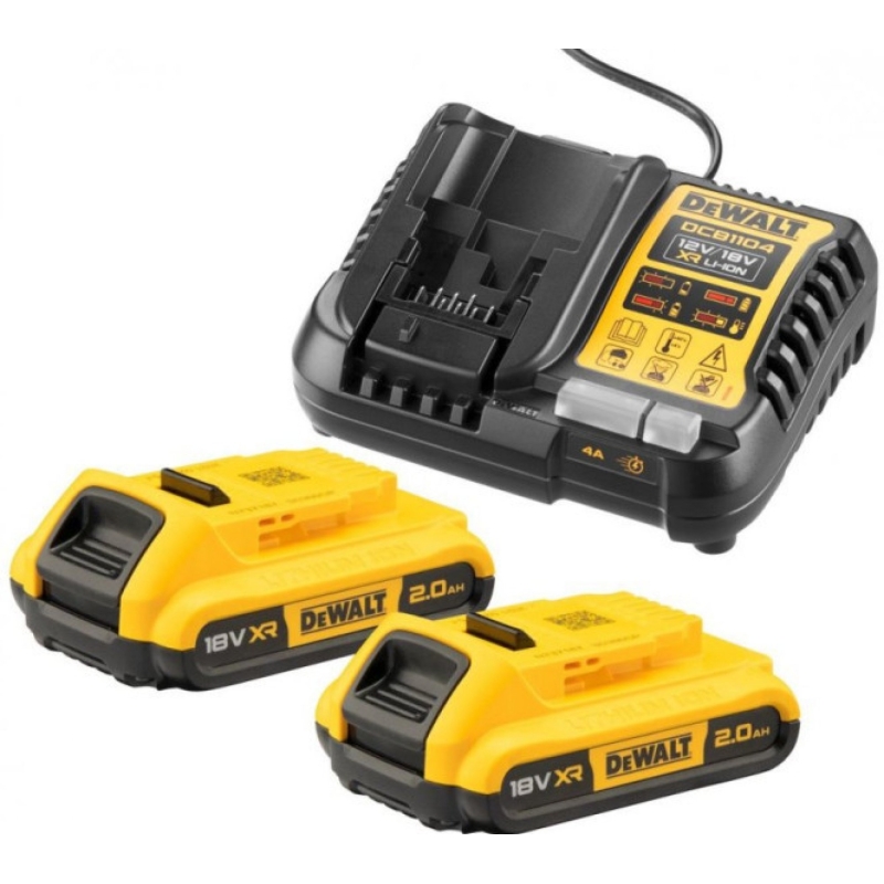 DCB1104D2 Nabíječka 12-18V XR Li-Ion + 2 x akumulátor 18V 2,0Ah DeWALT