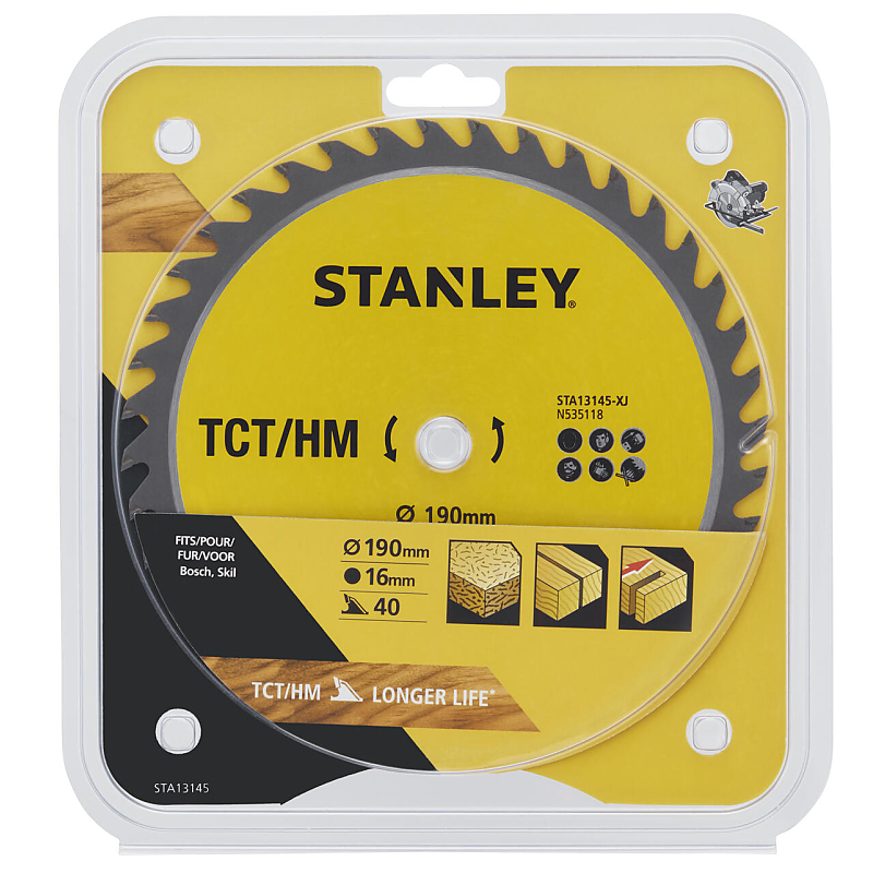 STA13145 Pilový kotouč TCT/HM pro příčné řezy 190 x 16 mm, 40 zubů Stanley