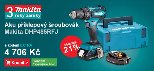 Aku bezuhlíkový příklepový šroubovák Makita DHP485RFJ