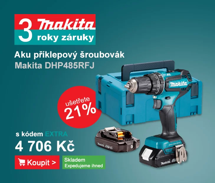 Aku bezuhlíkový příklepový šroubovák Makita DHP485RFJ