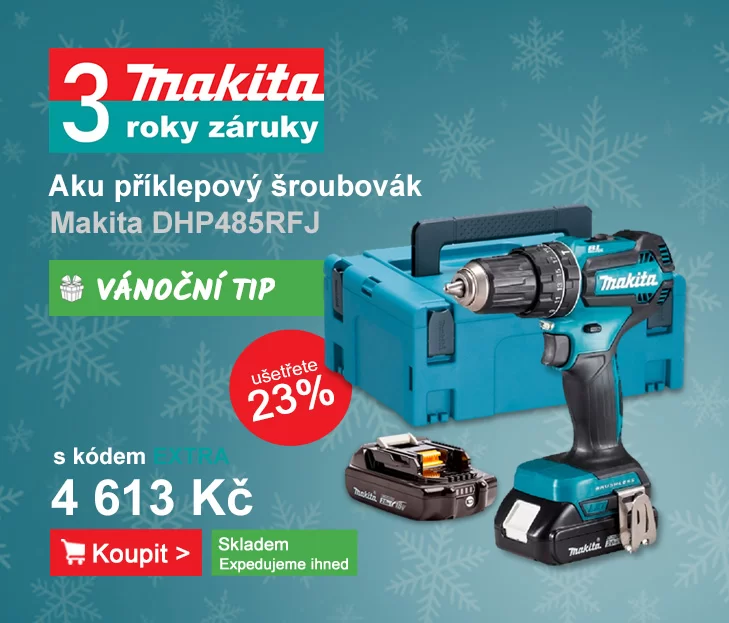 Aku bezuhlíkový příklepový šroubovák Makita DHP485RFJ