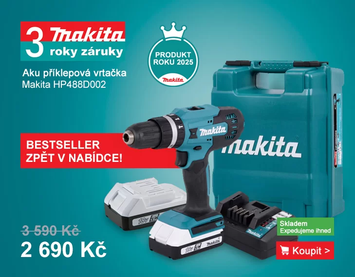 Aku příklepový šroubovák Li-ion 18V/2x1,5Ah G Makita HP488D002