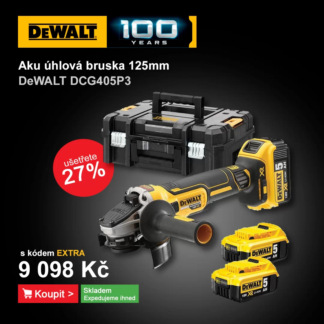 Aku úhlová bruska 3x5,0Ah 18V DeWALT DCG405P3