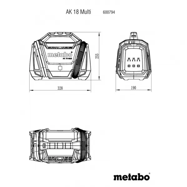 Aku kompresor 18V bez aku AK 18 MULTI Metabo 600794850