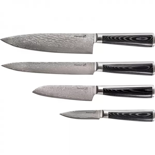 Sada nožů G21 Damascus Premium v bambusovém bloku, 4 ks + brusný kámen 6002225