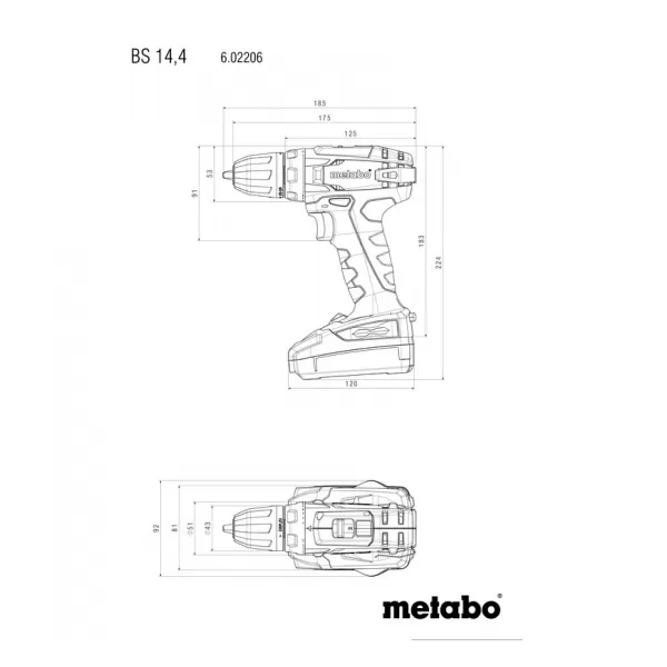 Aku vrtací šroubovák BS 14,4V 2x2,0Ah Metabo 602206540