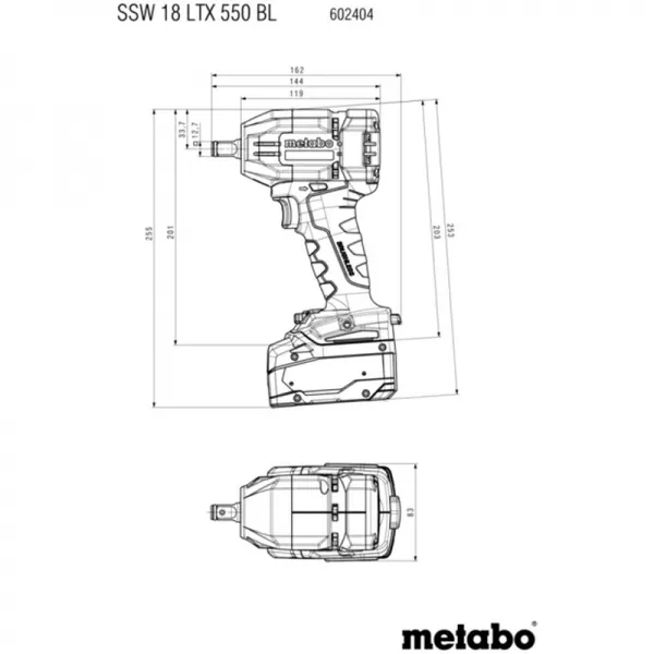 Aku rázový utahovák 18V 2x4 Ah SSW 18 LTX 550 BL Metabo 602404800