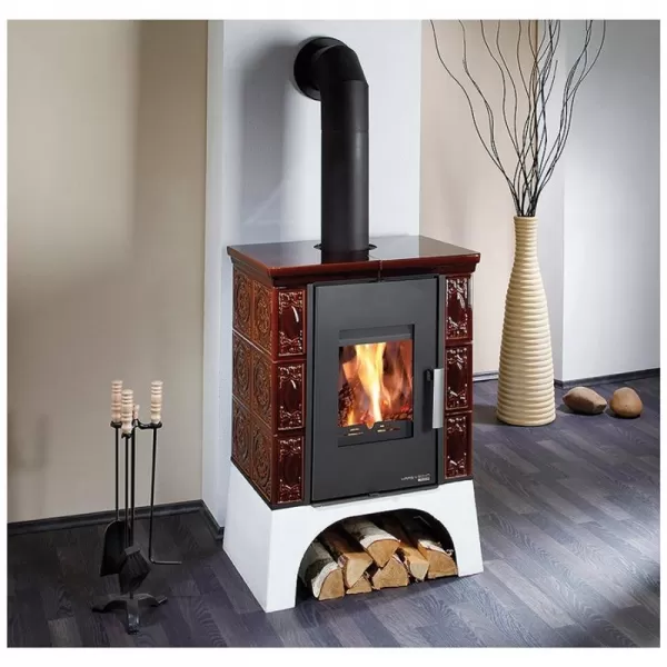 Kachlová kamna s výměníkem černá, hnědá kachle + vychlazovací smyčka Haas+Sohn EMPOLI AL II