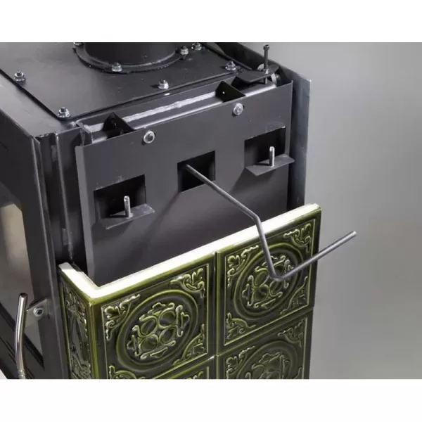 Kachlová kamna s výměníkem černá, zelená kachle + vychlazovací smyčka Haas+Sohn EMPOLI AL II