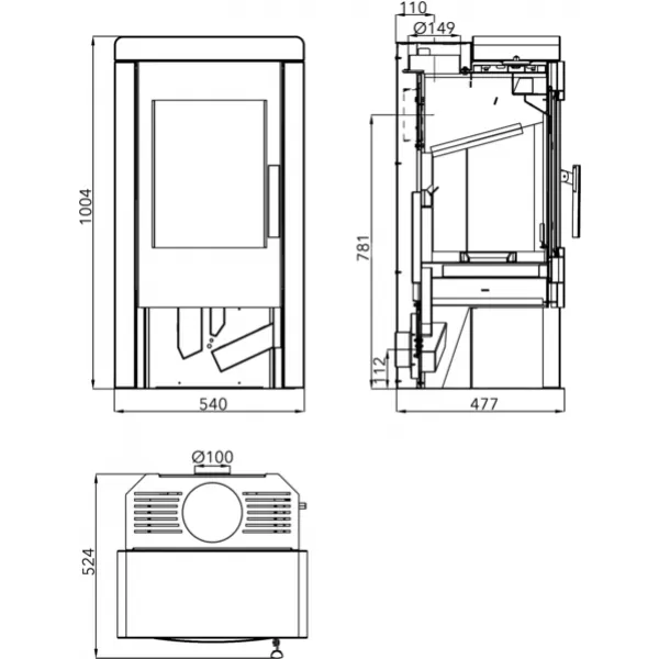 Krbová kamna černá, woodstone Haas+Sohn PINEROLO 0429415600000