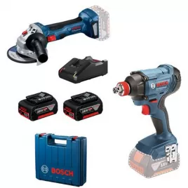 Aku kombo sada rázový utahovák GDX 180-LI + úhlová bruska GWS 180-LI + 2×4,0 Ah Bosch 0615990N1U