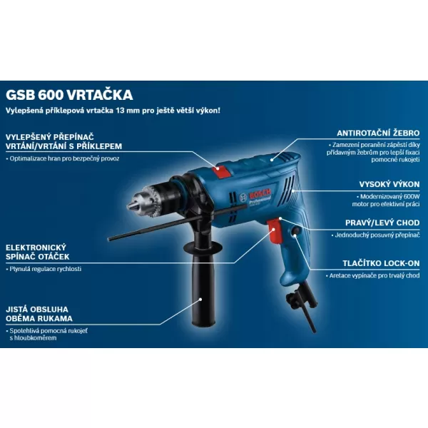 Příklepová vrtačka Bosch GSB 600 06011A0320