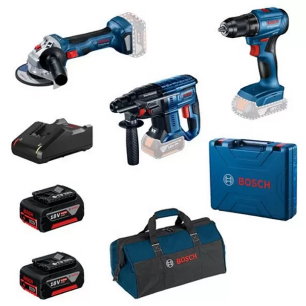 Aku sada Bosch GSR 185-LI + GWS 180-LI + GBH 180-LI + 2×4,0Ah 0615990N1Y