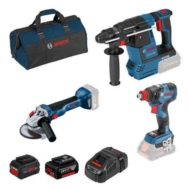 Aku sada Bosch GBH 18V-26 + GDX 18-200 C + GWS 18V-10 + 1×5,0Ah + 1×8,0Ah 0615990M9F