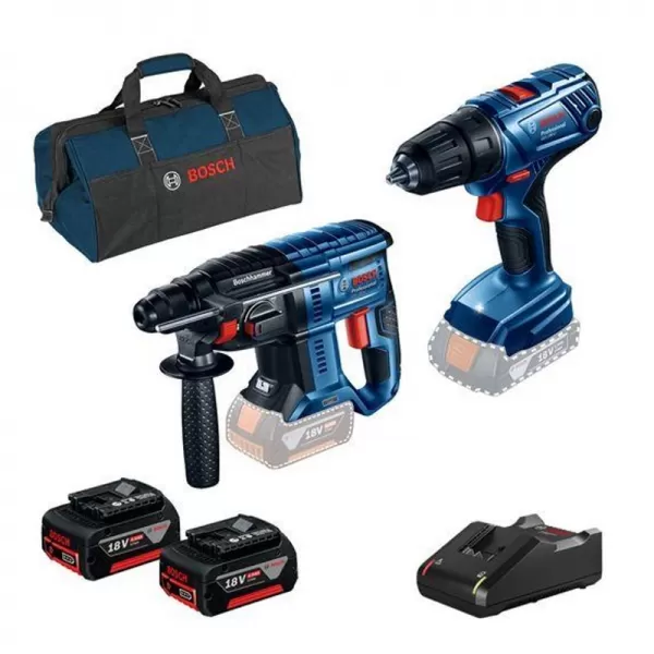 Aku set Bosch GBH 180-LI + GSR 180-LI + 2×GBA 18V 4,0Ah 0615990M31